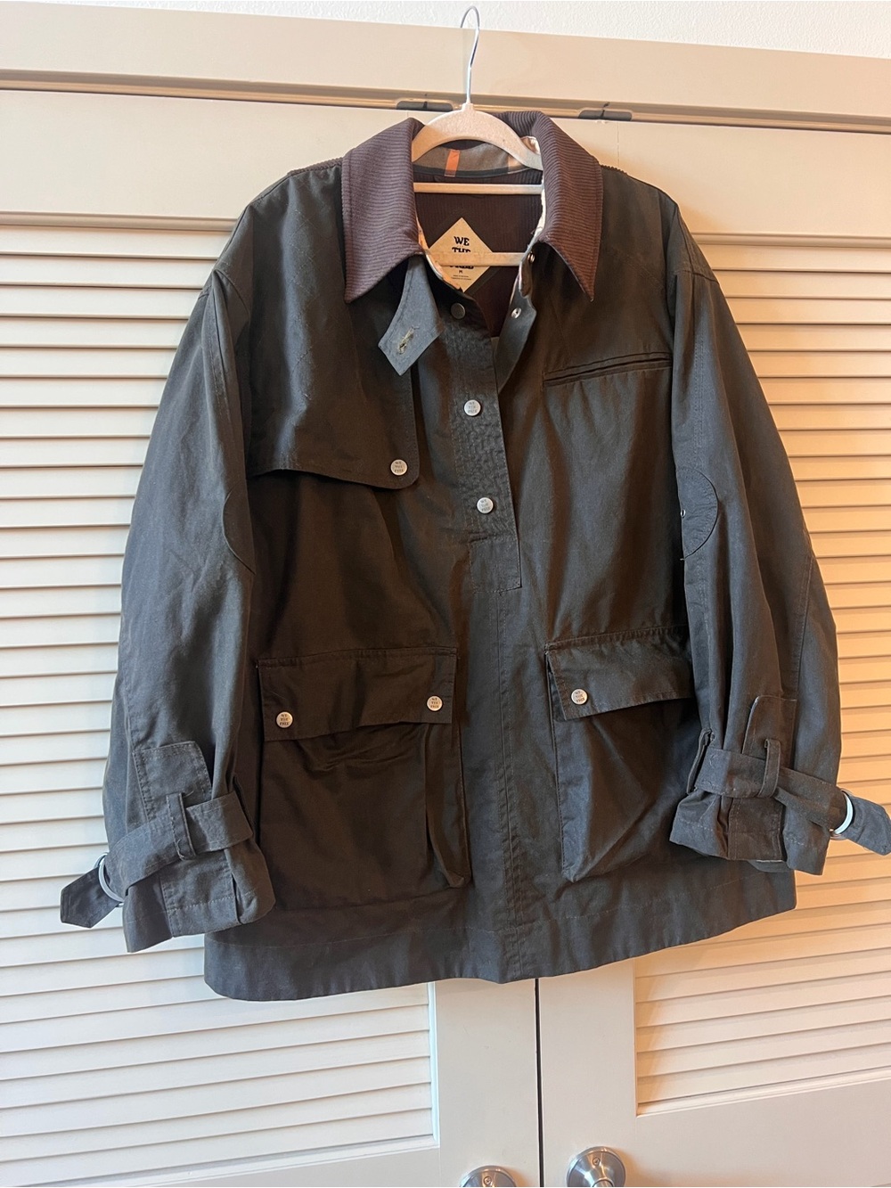We The Free Dark Olive Field Jacket with Brown Contrast Collar